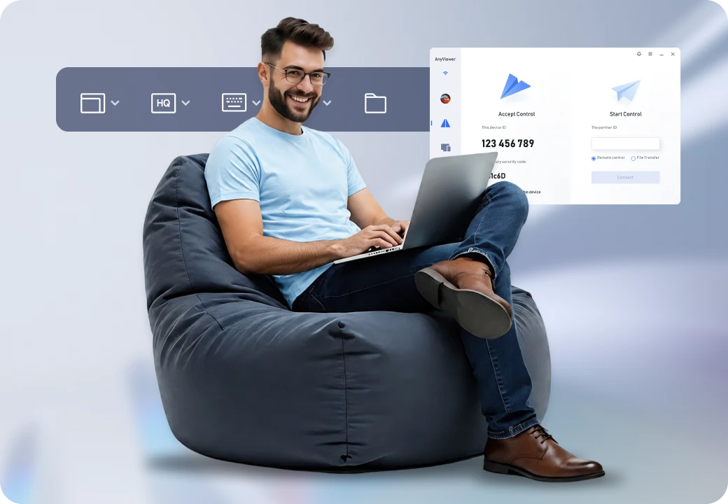 AnyViewer remote access on a laptop
