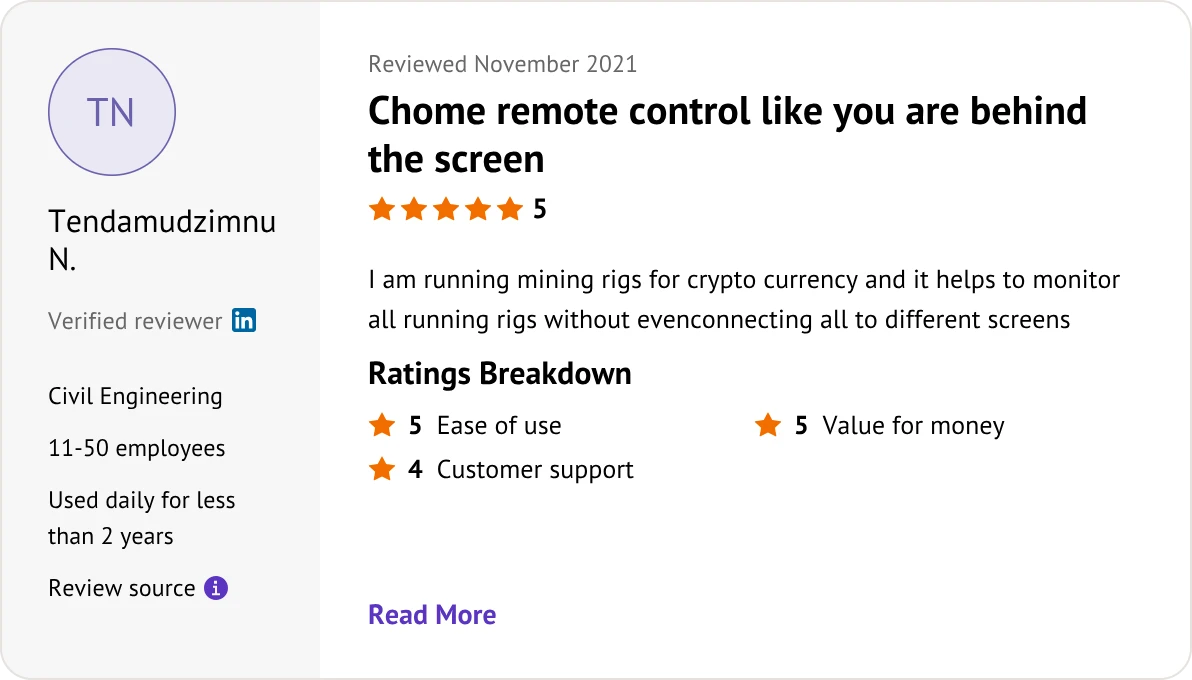 Chrome Remote Desktop user review