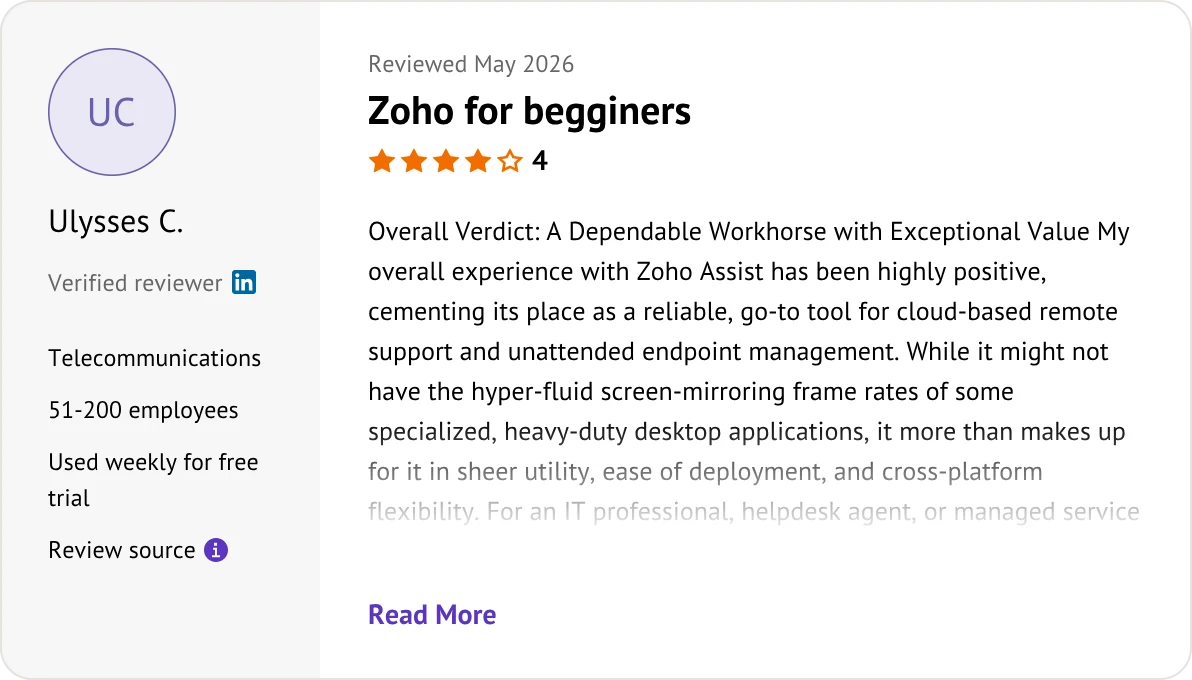 Zoho Assist user review