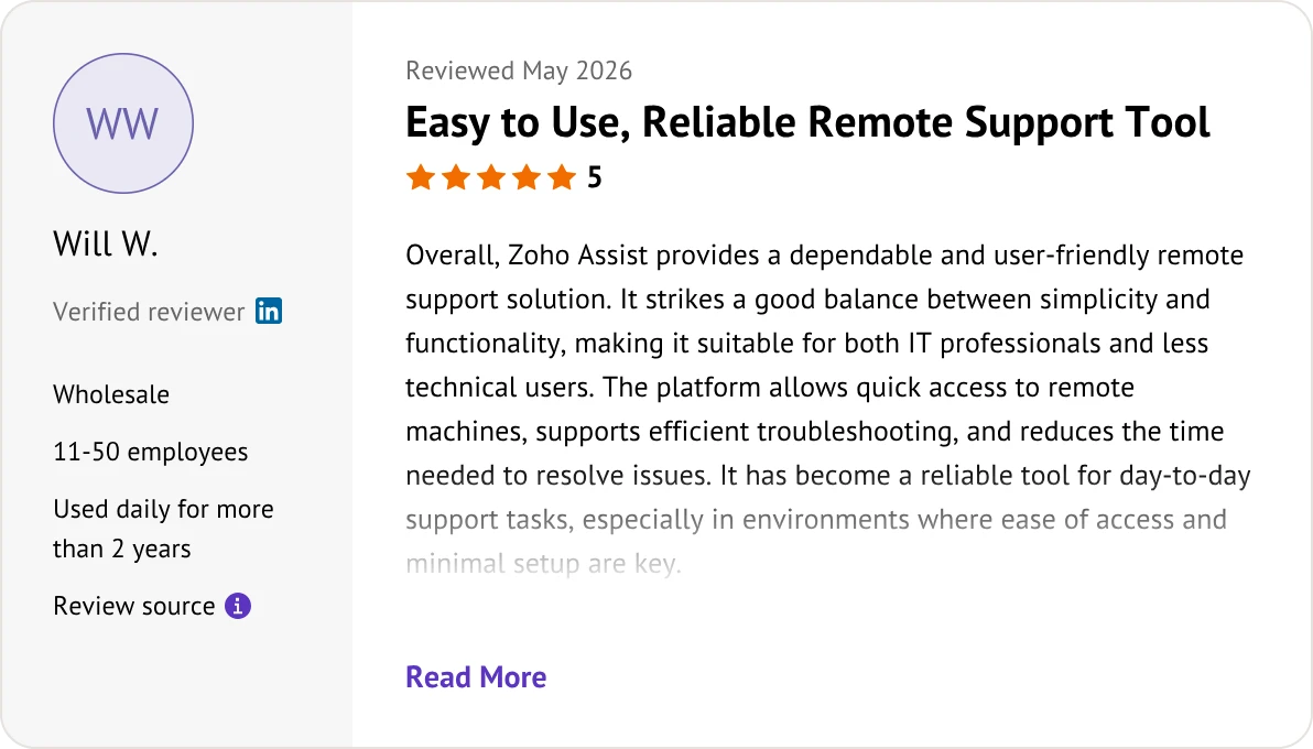 Zoho Assist user review