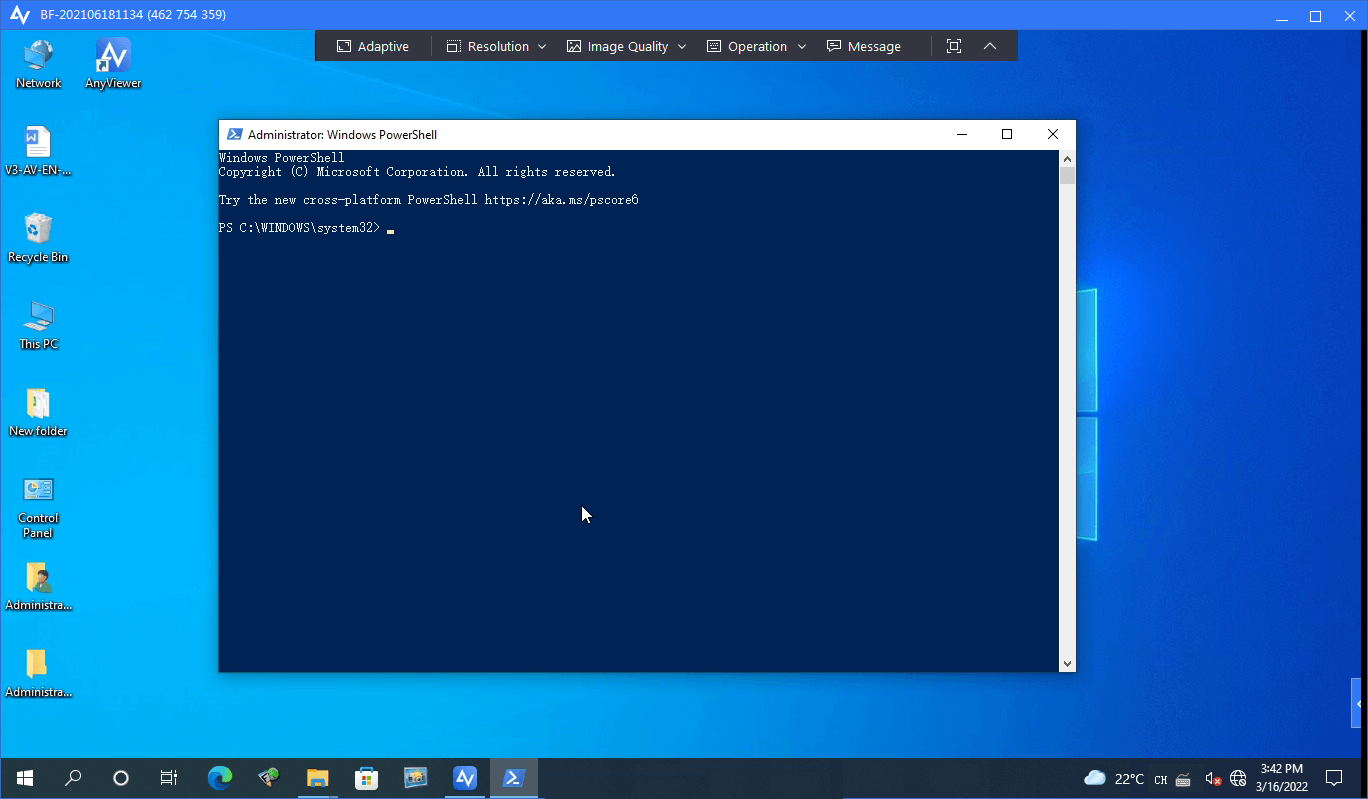 AnyViewer Windows PowerShell Admin 