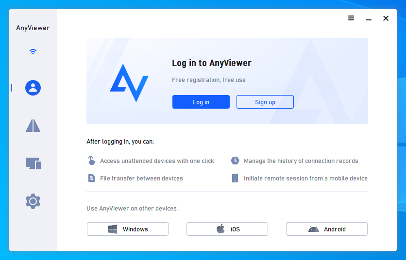 log in anyviewer