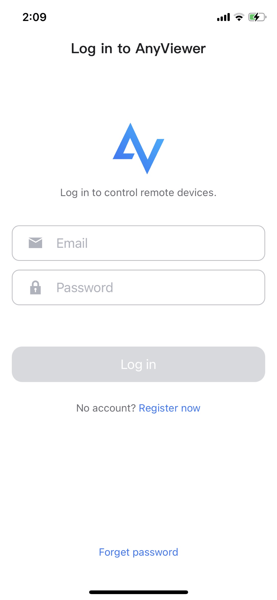 Log in to AnyViewer iOS