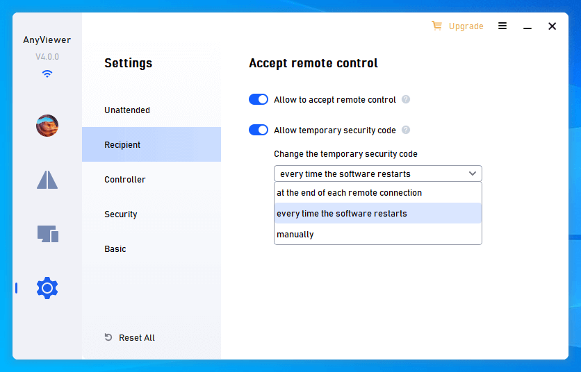 Disable Allow to Accept Remote Control