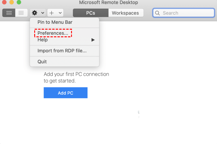 Remote Desktop Preference 