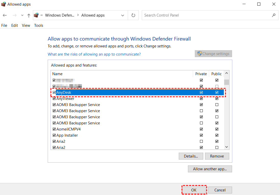 Firewall allow