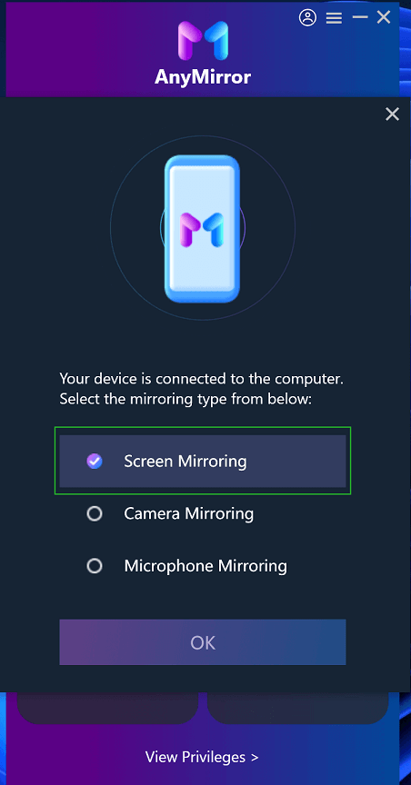 Guide Choose Screen Mirroring on Computer