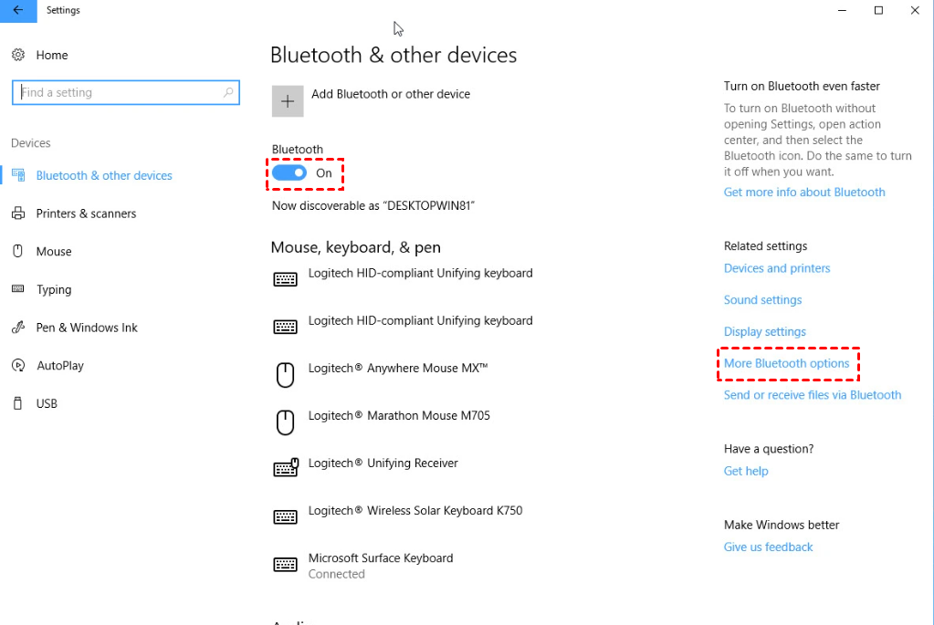 bluetooth allow a device to connect greyed out windows 10