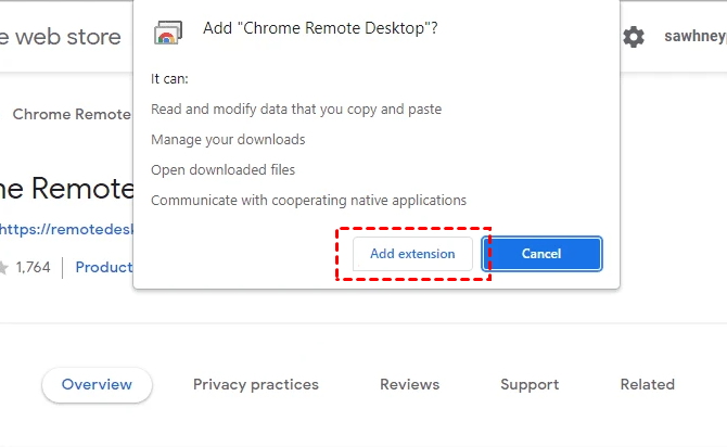 Dodaj rozszerzenie pulpitu zdalnego Chrome