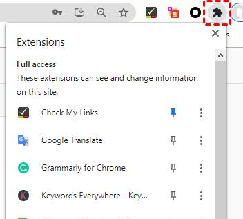 Manage Google Extensions 