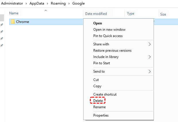 Delete Chrome Folder