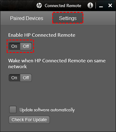 Turn on HP Connected Remote 
