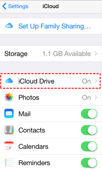 Enable iCloud Drive iPhone