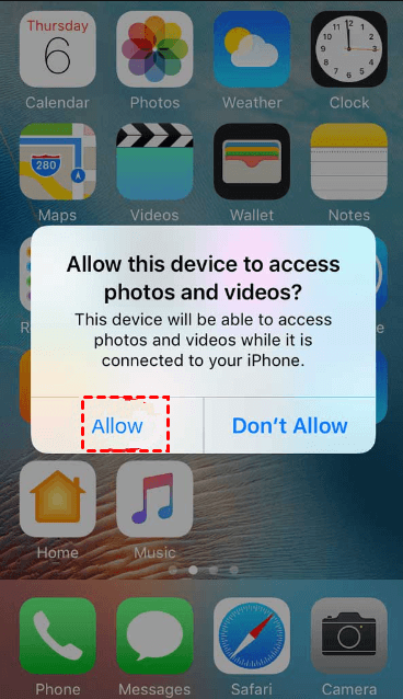 iPhone Allow USB Connection