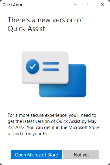 Quick Assist Asking for Update