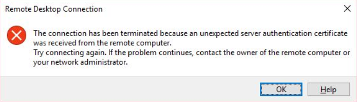 Remote Desktop Connection has been Terminated