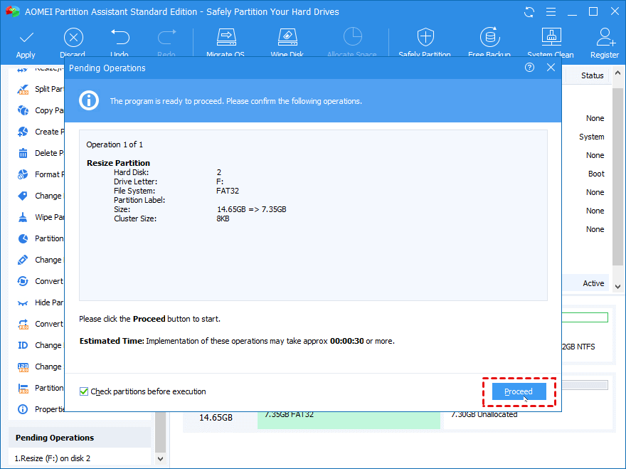 Proceed Resize Partition SD Card 