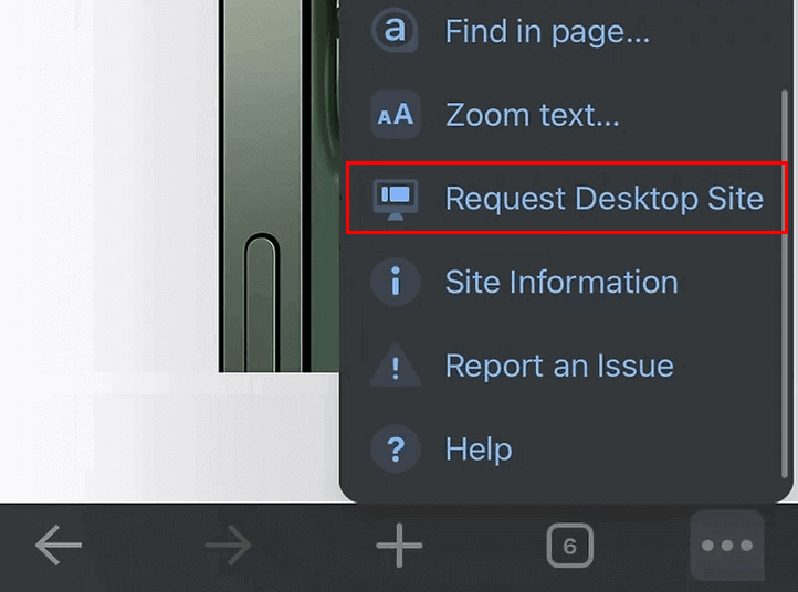 Chrome Request Desktop Site 