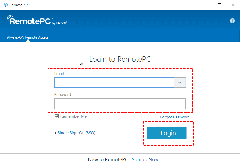 Sign in RemotePC