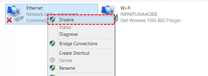 Disable Network Connection