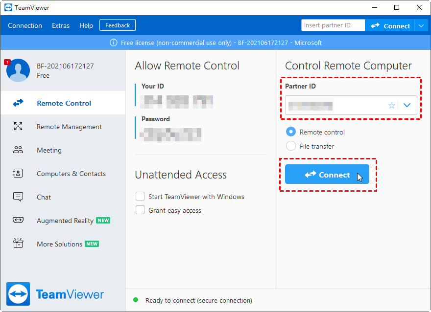 Enter the Controlled Computer ID