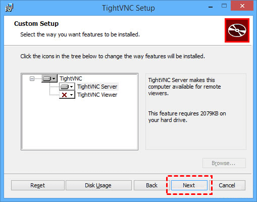 Custom Setup TightVNC Server 