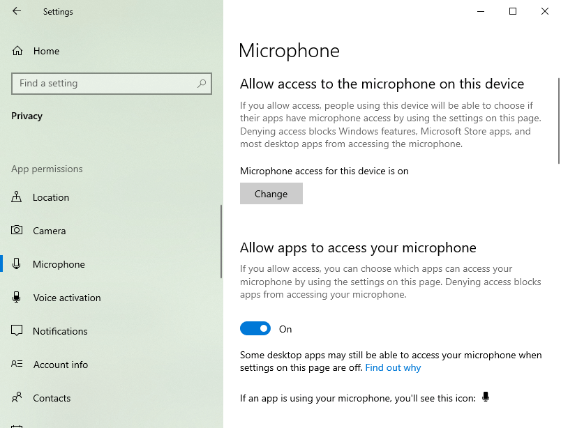 Allow Apps to Access Your Microphone 