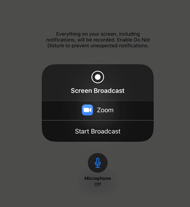 Start Broadcast on iPad 