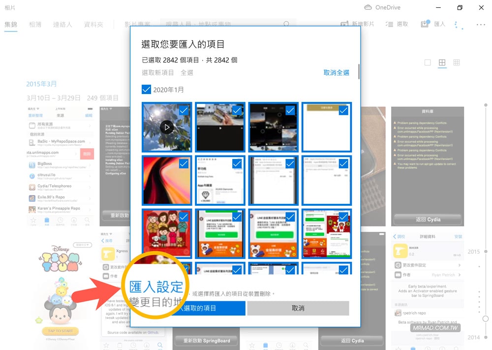 「選取您要匯入的項目」