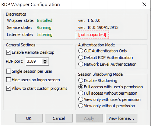 rdp-wrapper-not-supported