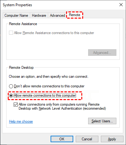 Allow Remote Connection