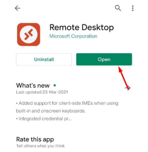 Open Remote Desktop 