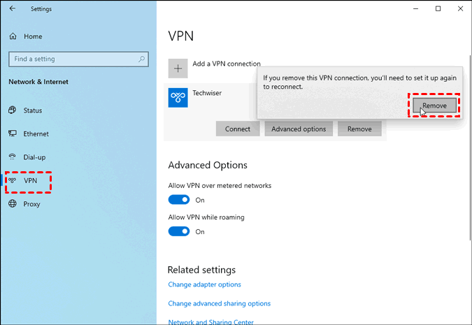 Confirm to Delete the VPN Configuration File 