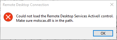 Could not Load the Remote Desktop Services Activex Control