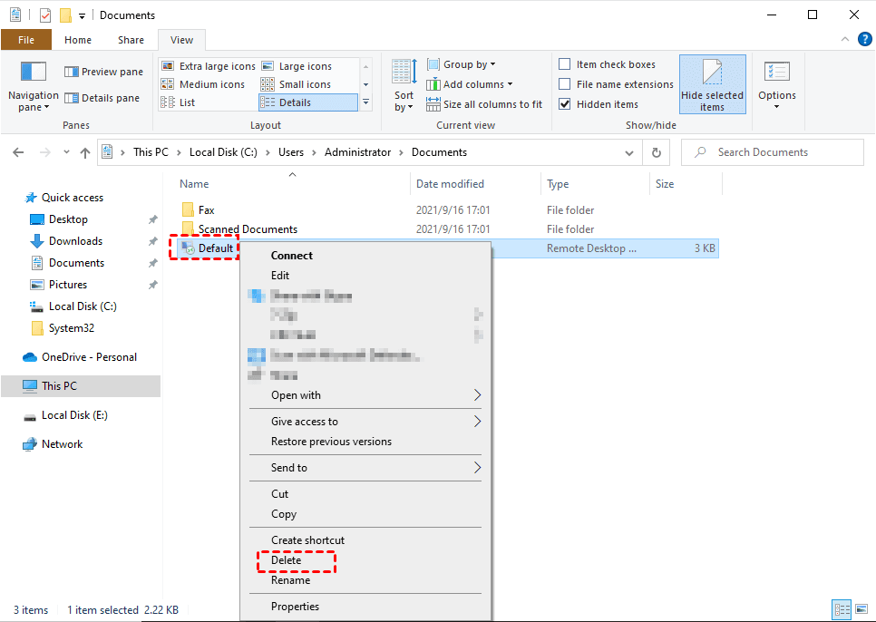 Delete Connection File