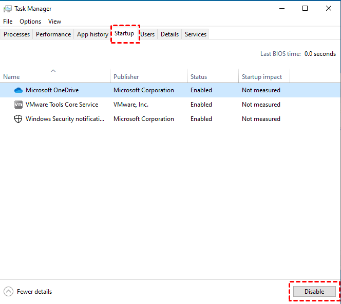 Disable Startup in Task Manager