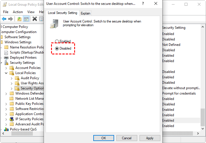 Disable User Account Control 