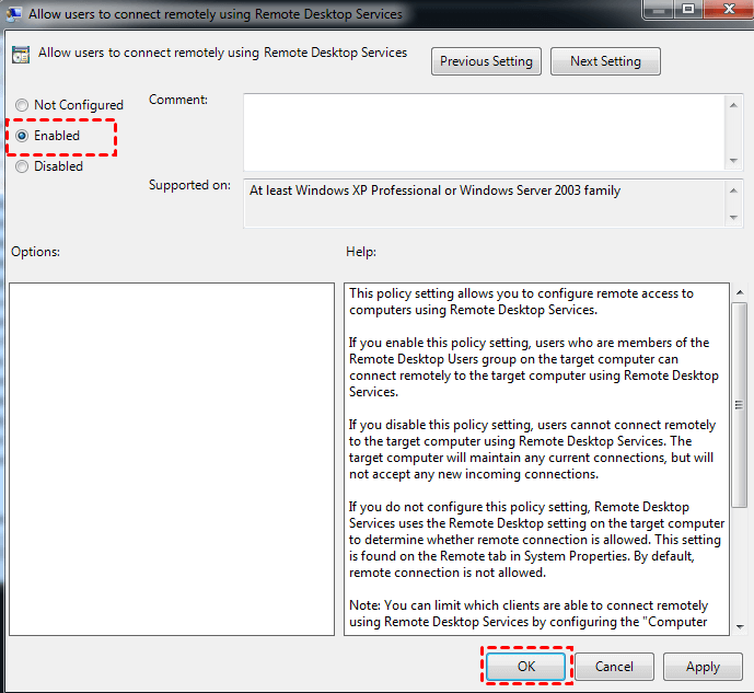 Enable RDP by Group Policy