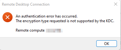 Encryption Type Requested Is Not Supported by the KDC