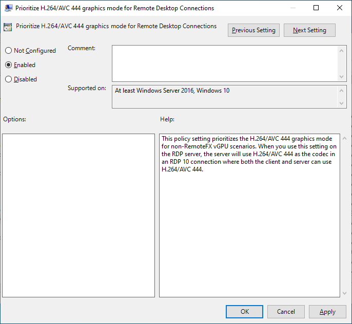 Graphics Mode for Remote Desktop Connections