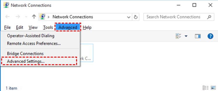 Network Connections Advanced Settings