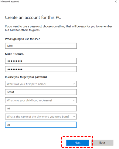 Create an Account for This PC