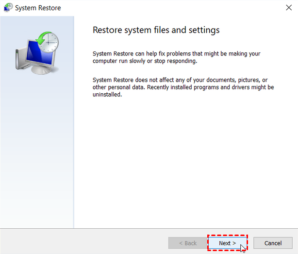 Restore System Files and Settings 