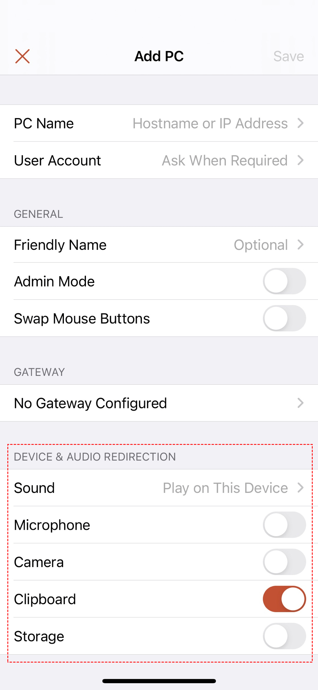 Device and Audio Redirection 