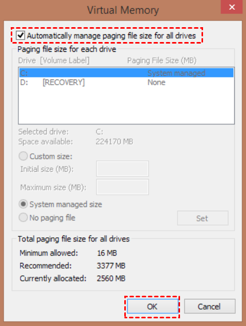 Automatically Manage Paging File Size