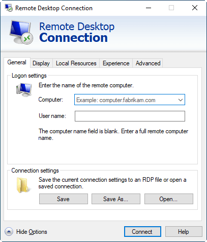 Set up Remote Desktop Connection