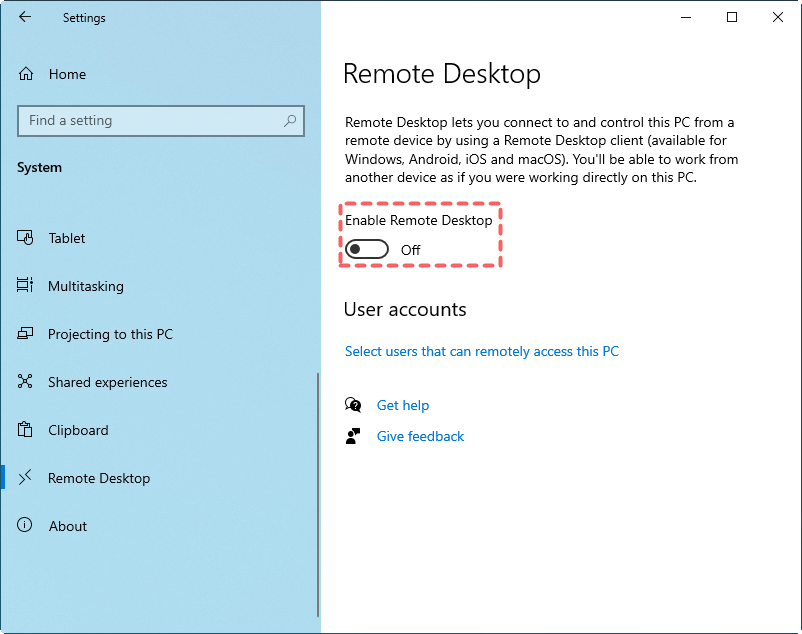 P Key not working Remote connection. Enable remote