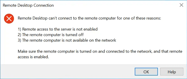 Remote Desktop Can't connect to the Remote Computer