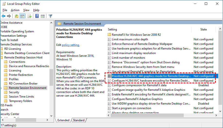 Remote Session Environment Settings 