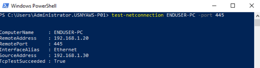 Test Netconnection Command